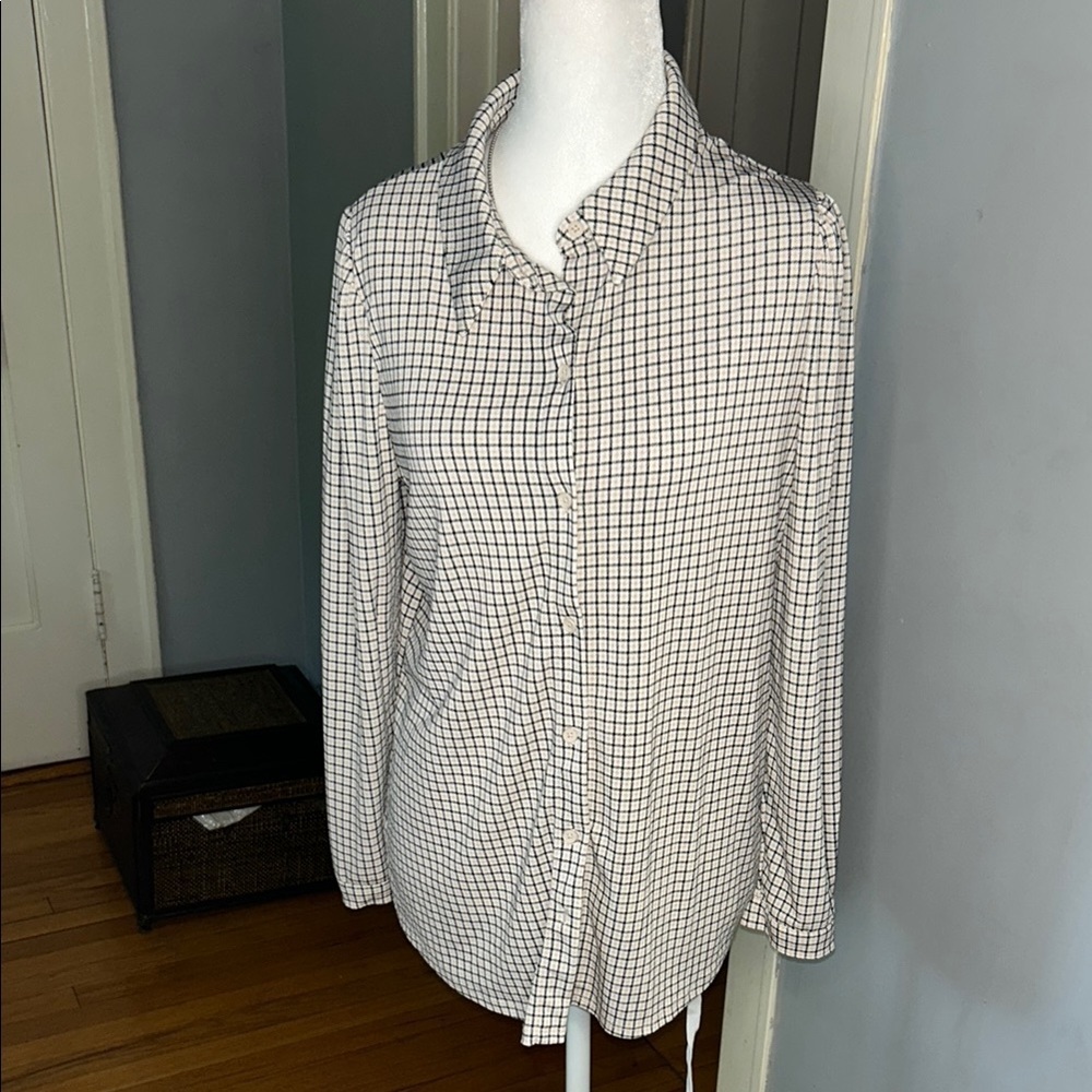 Adrianna Papell Black and White Grid Blouse - Picture 1 of 6